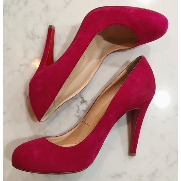 CHRISTIAN LOUBOUTIN Hot Pink “Simple Pump” Suede Heels SZ 36.5 - Picture 7 of 17